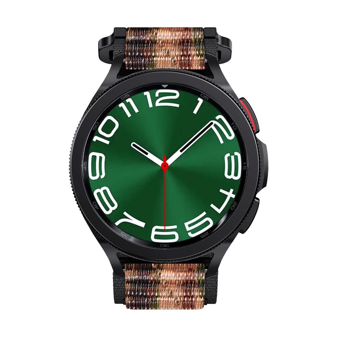 Bracelet nylon tissé multicolore camouflage avec attache rapide pour montre Garmin, style sport outdoor.