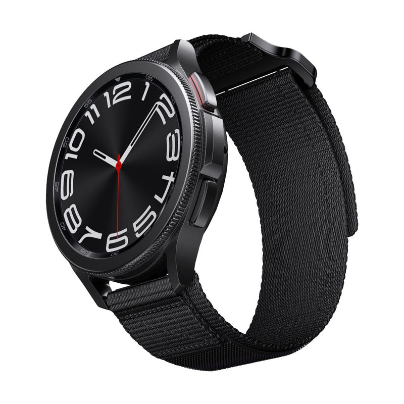Bracelet noir en nylon ultra solide avec système de libération rapide pour montre Garmin sport, style outdoor, réglable.