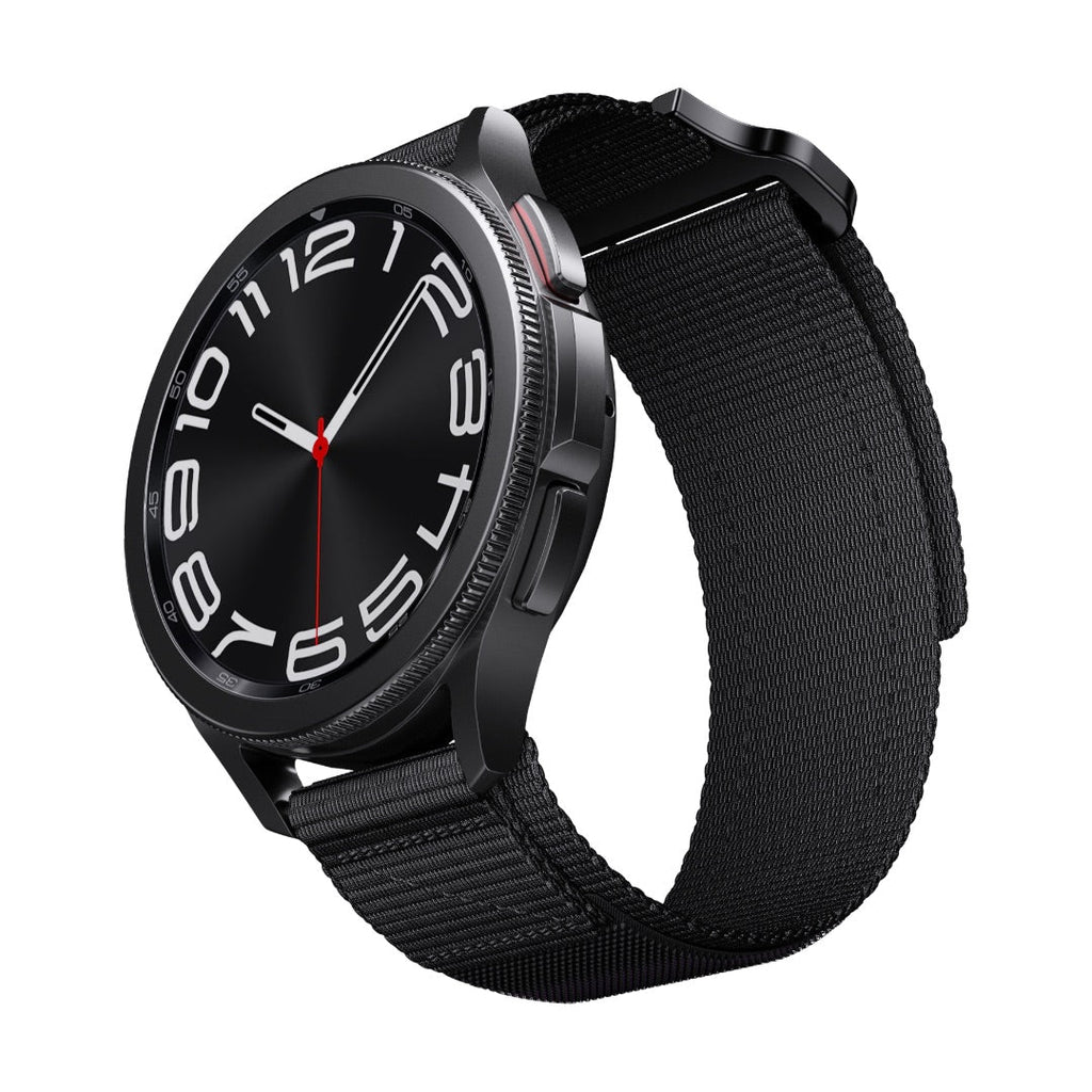 Bracelet noir en nylon ultra solide avec système de libération rapide pour montre Garmin sport, style outdoor, réglable.