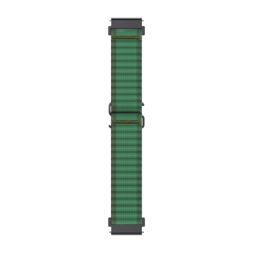 Bracelet montre Garmin vert en nylon ondulé, boucle rapide, style outdoor robuste, 20mm/22mm.