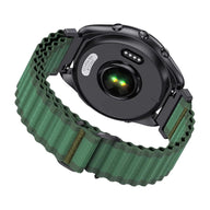 Bracelet Garmin en nylon ondulé vert foncé, boucle rapide, résistante et confortable, pour montre connectée 20-22mm.
