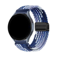 Bracelet tressé nylon bleu dégradé avec fermoir magnétique noir pour montre connectée Garmin.