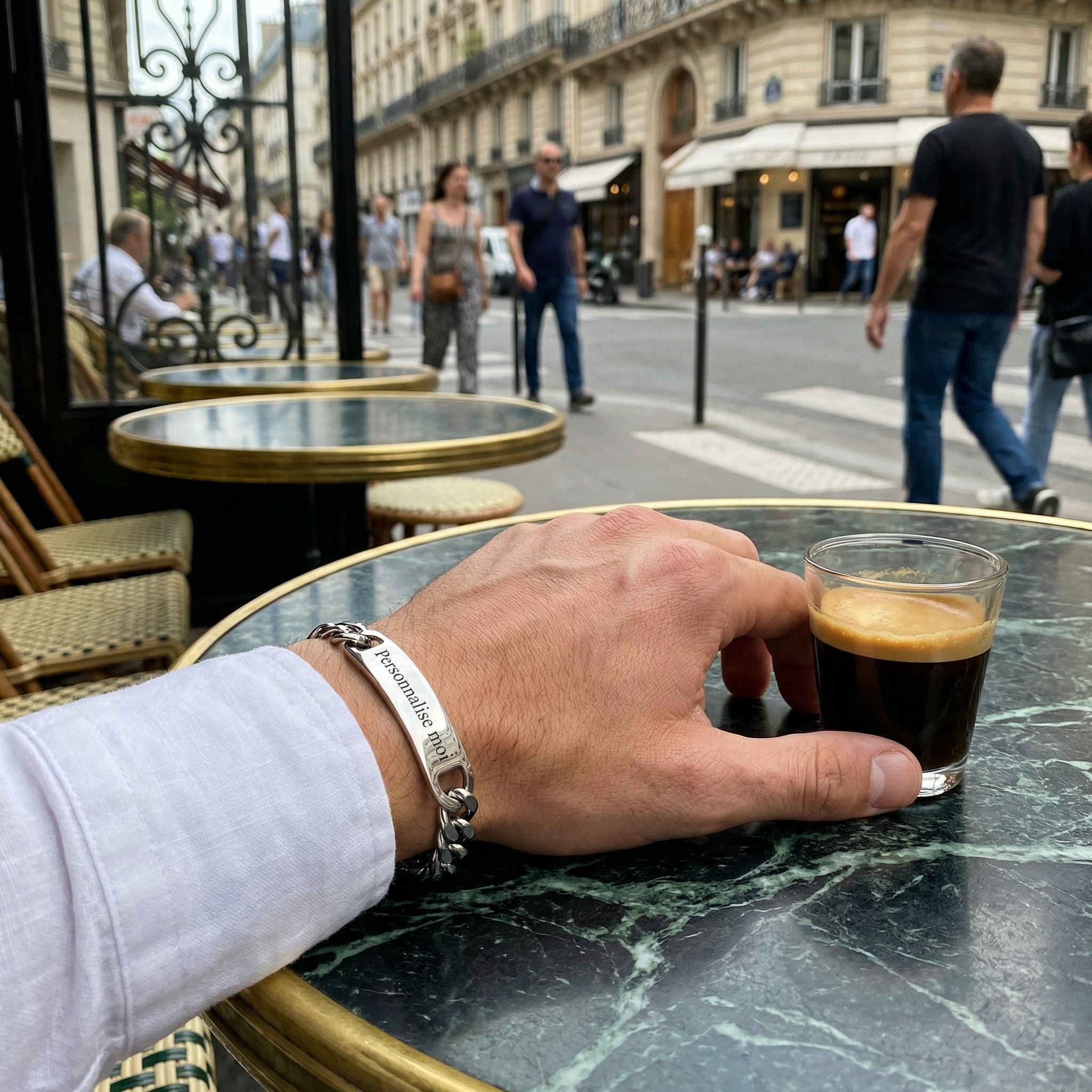 Bracelet gourmette personnalisé, en acier inoxydable, maille cubaine, mixte, modèle Eden