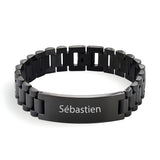 Bracelet gourmette personnalisé, en acier inoxydable, maille épaisse, pour homme, modèle Joris - La Boutique du Bracelet