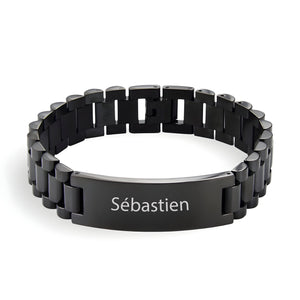 Bracelet gourmette personnalisé, en acier inoxydable, maille épaisse, pour homme, modèle Joris - La Boutique du Bracelet