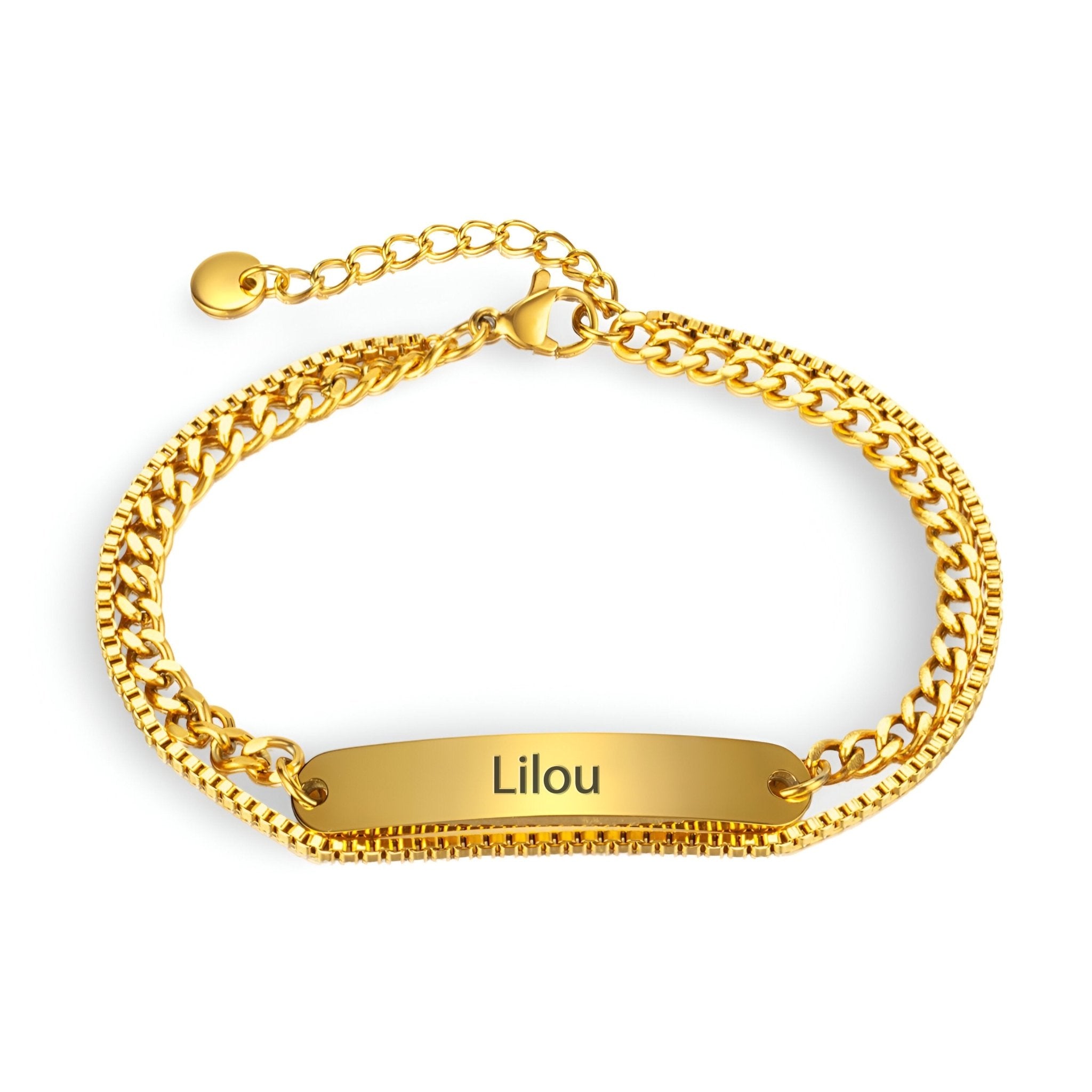 Bracelet gourmette personnalisée, en acier inoxydable, ajustable, pour femme, modèle Lilou - La Boutique du Bracelet