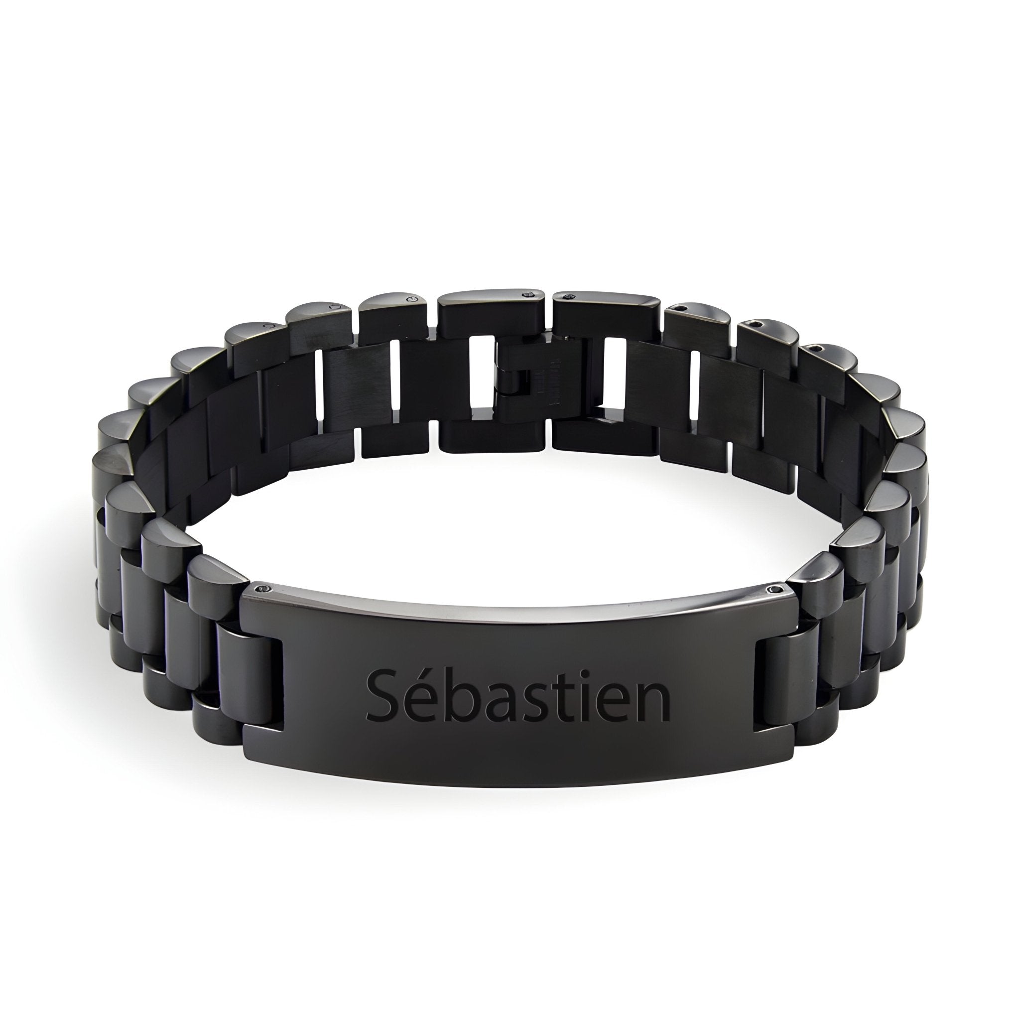 Bracelet gourmette personnalisée, en acier inoxydable, maille épaisse, pour homme, modèle Joris - La Boutique du Bracelet