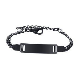 Bracelet gourmette personnalisée en acier inoxydable, maille figaro, modèle Nyon - La Boutique du Bracelet