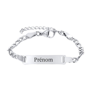 Bracelet gourmette personnalisée en acier inoxydable, maille figaro, modèle Nyon - La Boutique du Bracelet