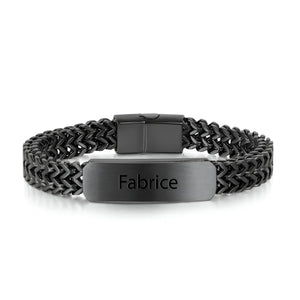 Bracelet gourmette personnalisée, en acier inoxydable, maille spiga, pour homme, modèle Mika - La Boutique du Bracelet