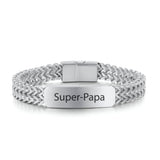 Bracelet gourmette personnalisée, en acier inoxydable, maille spiga, pour homme, modèle Mika - La Boutique du Bracelet