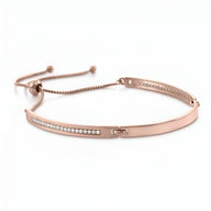 Bracelet gourmette ajustable en or rosé avec rangée d'oxydes de zirconium scintillants.