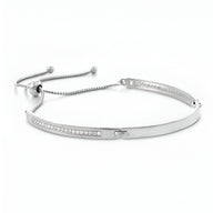 Bracelet gourmette ajustable en argent sterling avec rangée d'oxydes de zirconium étincelants.