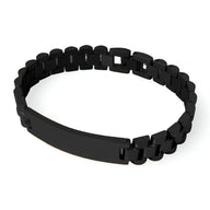 Bracelet gourmette noir en titane plaqué or style montre, modèle Léna, maillons larges.