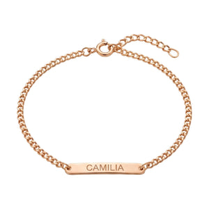 Personalisierbares Damen-Armband im Gourmette-Stil, kostenlose Gravur auf vergoldeter Platte, verstellbares Schmuckstück, einzigartiges und elegantes Geschenk, Modell Camilia