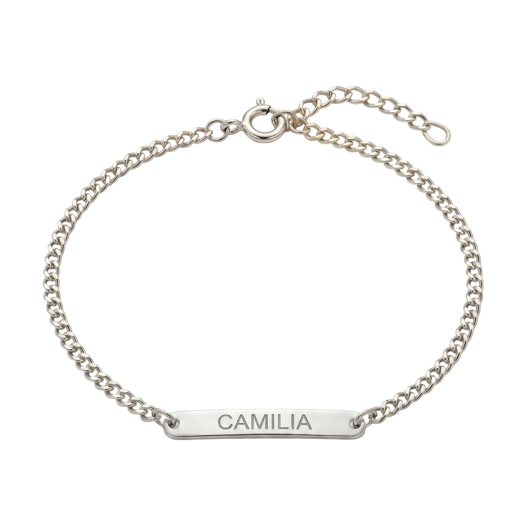 Personalisierbares Damen-Armband im Gourmette-Stil, kostenlose Gravur auf vergoldeter Platte, verstellbares Schmuckstück, einzigartiges und elegantes Geschenk, Modell Camilia