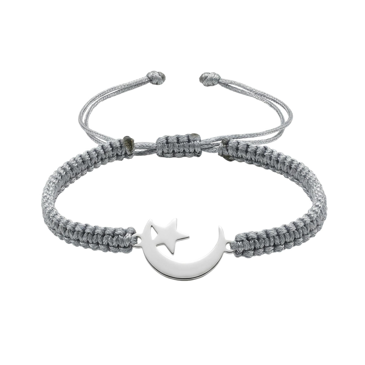Hilal Bracelet in Stainless Steel and Nylon, Durable Braided Cord, Elegant Faith Symbol, Eman Model