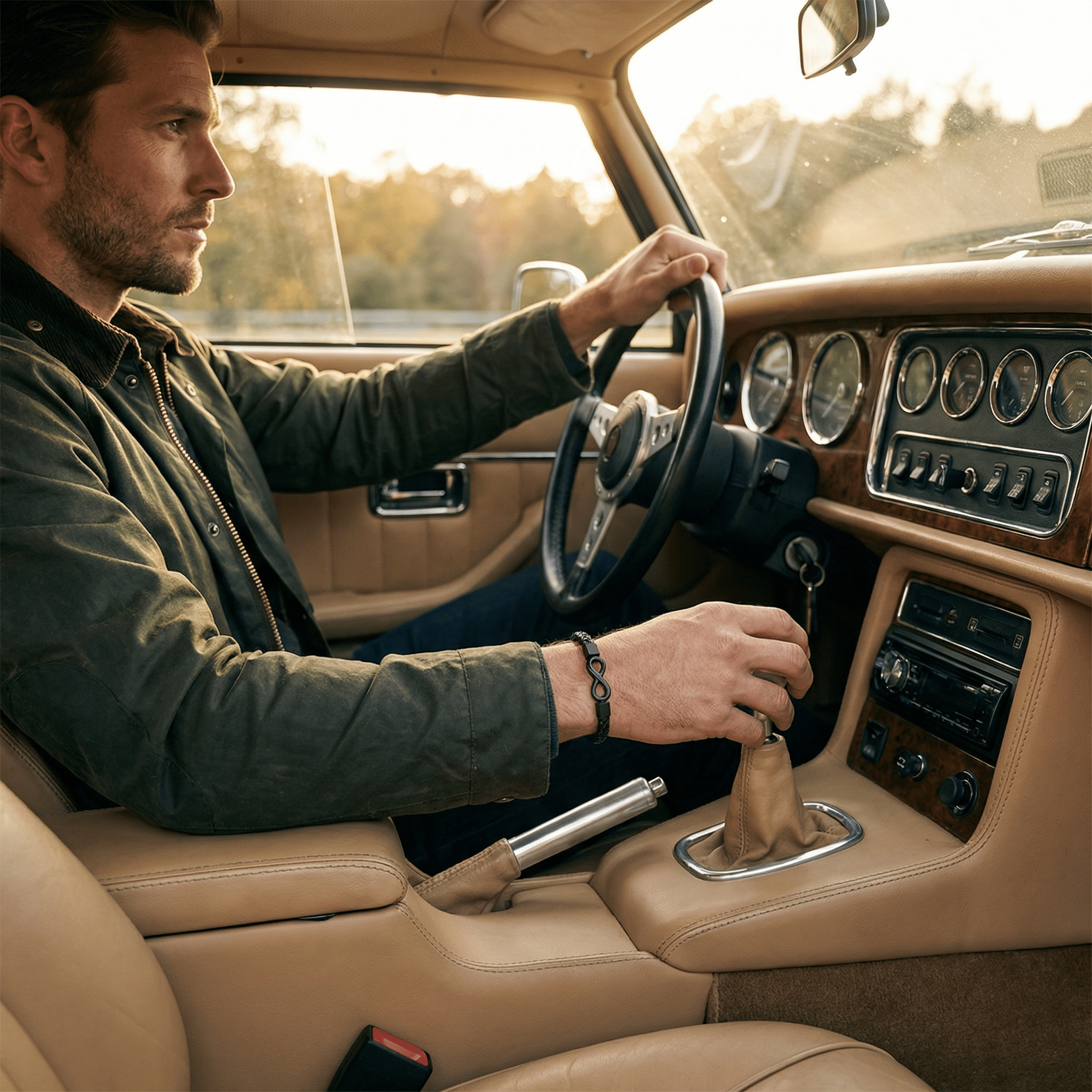 Personalized Infinity Leather Bracelet, Modern Family Gift, Jewelry for Men and Women, Yanis Model