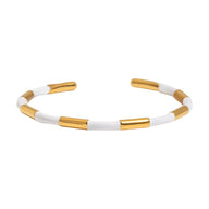 Bracelet jonc, bi - colore alterné, en acier inoxydable, pour femme, modèle Oceara - La Boutique du Bracelet