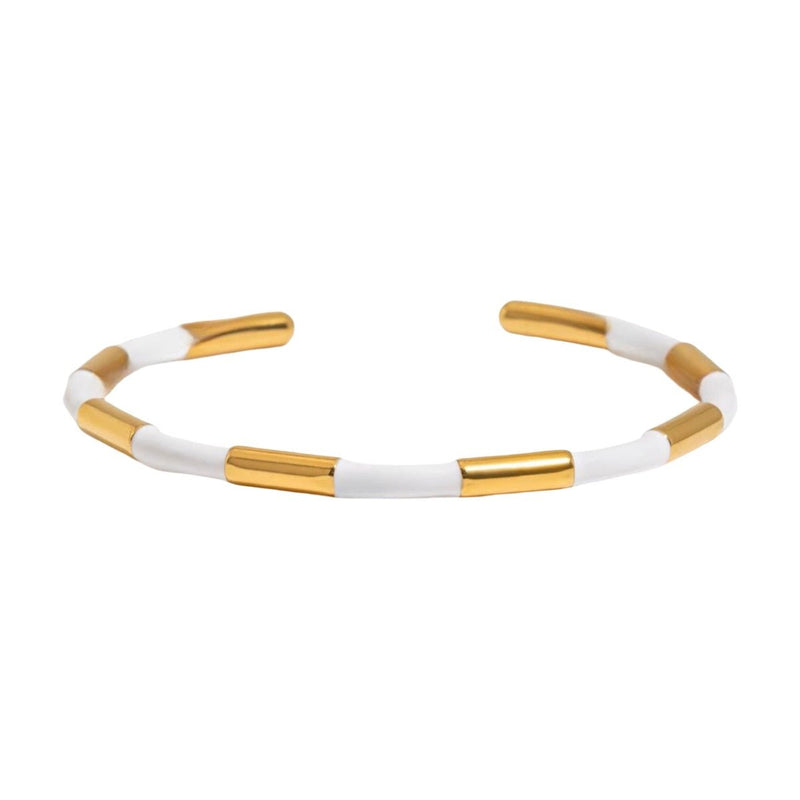 Bracelet jonc, bi - colore alterné, en acier inoxydable, pour femme, modèle Oceara - La Boutique du Bracelet