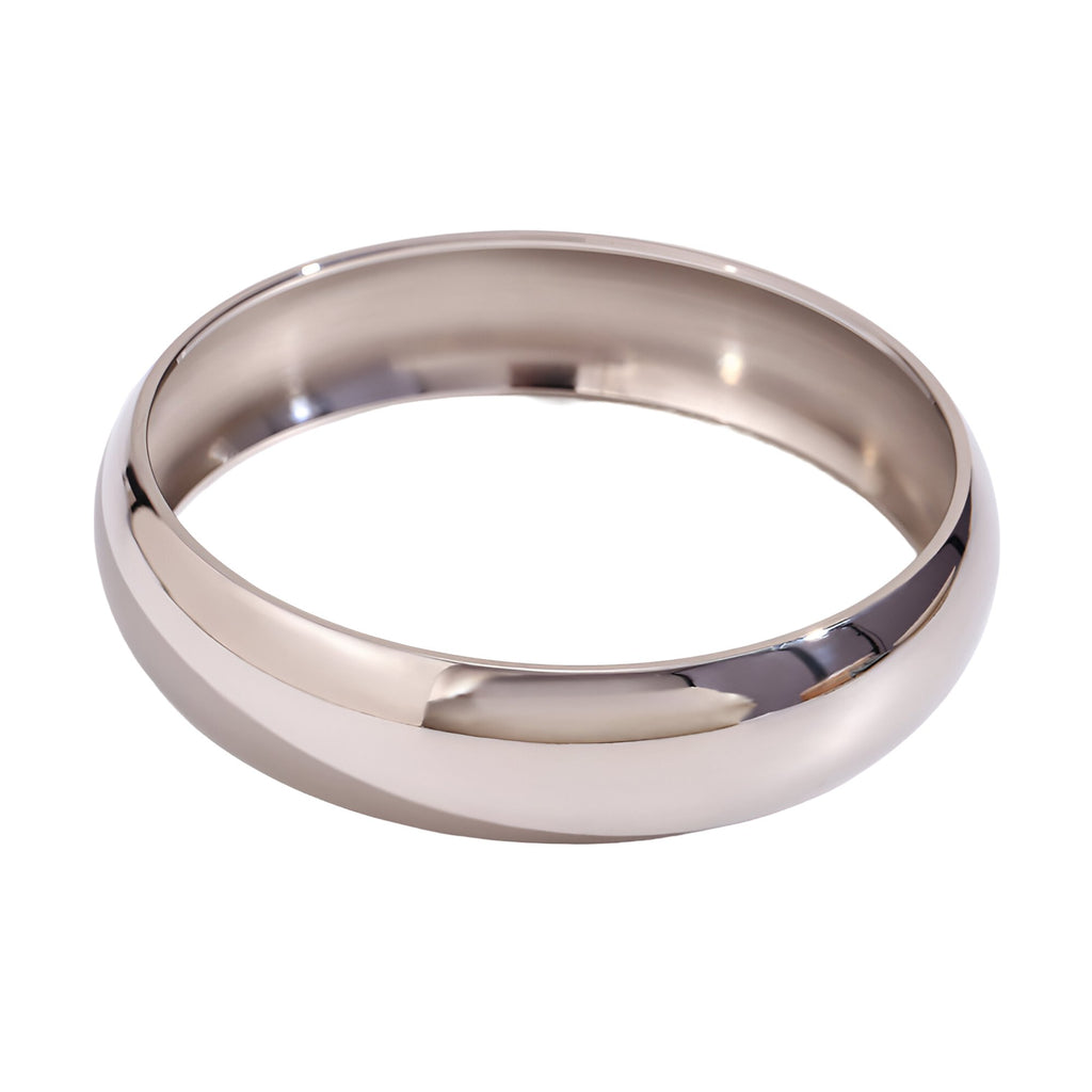 Bracelet jonc en acier inoxydable argenté, design lisse et épuré, finition brillante.