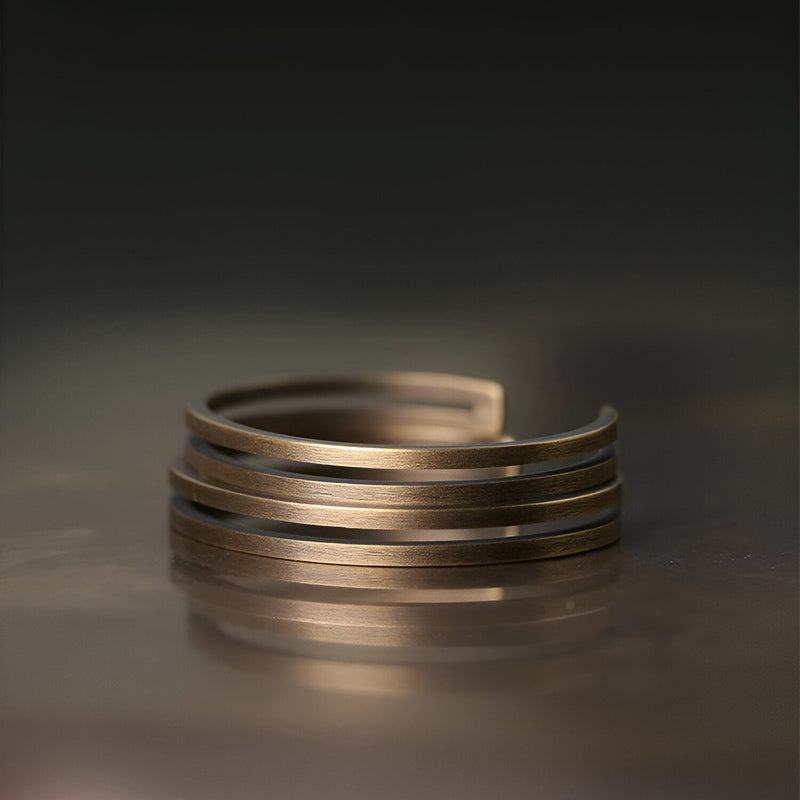 Bracelet jonc double en cuivre or vieux, finition mate, design minimaliste et élégant, mixte, modèle Artan.