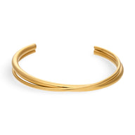 Bracelet jonc or en acier inoxydable à design duo torsade élégante, modèle Lia.