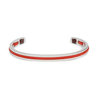 Bracelet jonc argent en acier inoxydable avec corde rouge intégrée, pour homme, modèle Valerio.