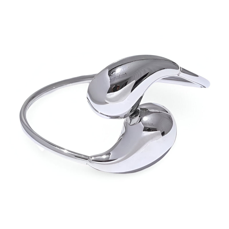 Bracelet jonc argenté en acier inoxydable avec extrémités larges et lisses style Ikayla.