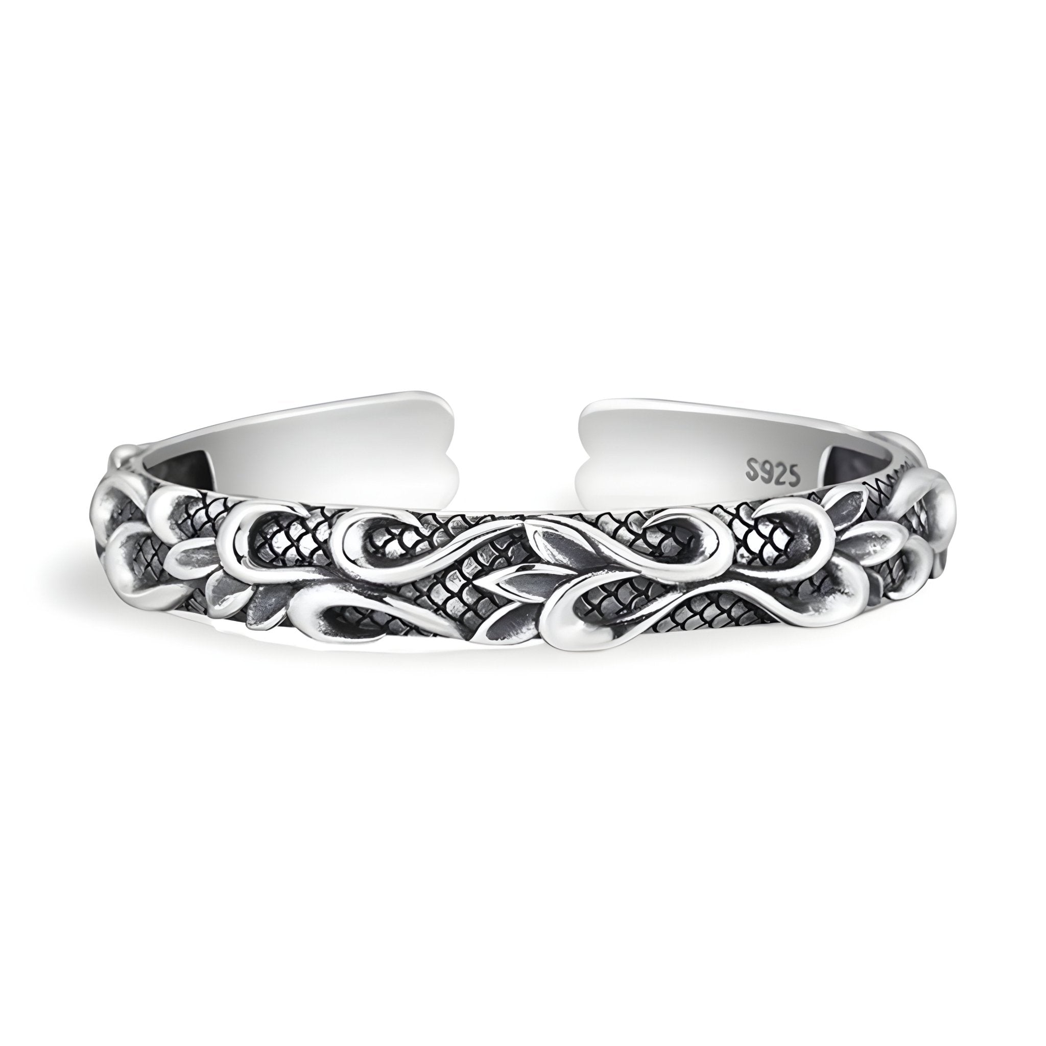 Bracelet jonc en cuivre plaqué argent, aspect vagues, pour homme, modèle Arvid - La Boutique du Bracelet