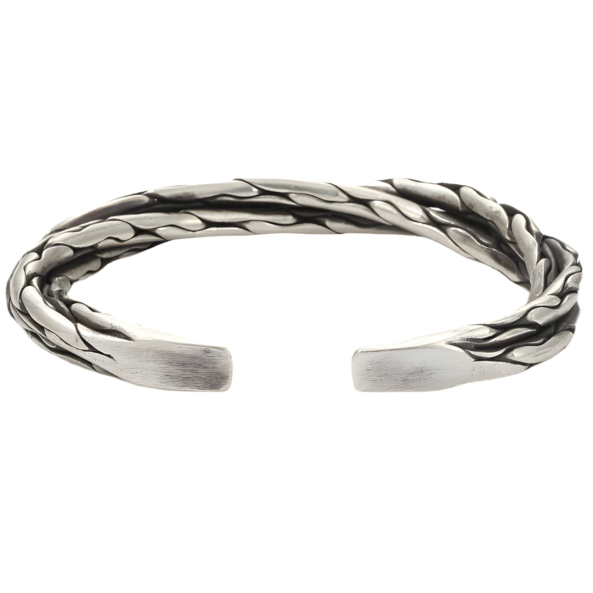 Bracelet jonc en cuivre plaqué argent, look torsadé, pour homme, modèle Magnus - La Boutique du Bracelet