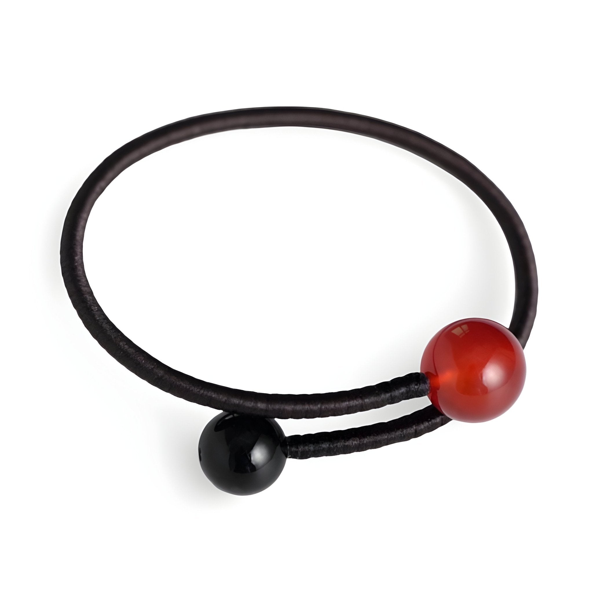 Bracelet jonc en pierre d'agate et d'onyx, pour femme, modèle Gina - La Boutique du Bracelet