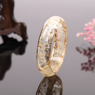 Bracelet jonc en résine, avec fleurs séchées de pissenlit intégrées, modèle Piessa - La Boutique du Bracelet
