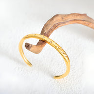 Bracelet jonc en titane plaqué or 18 carats avec zircons sertis, modèle Gabriella, finition lisse et brillante.