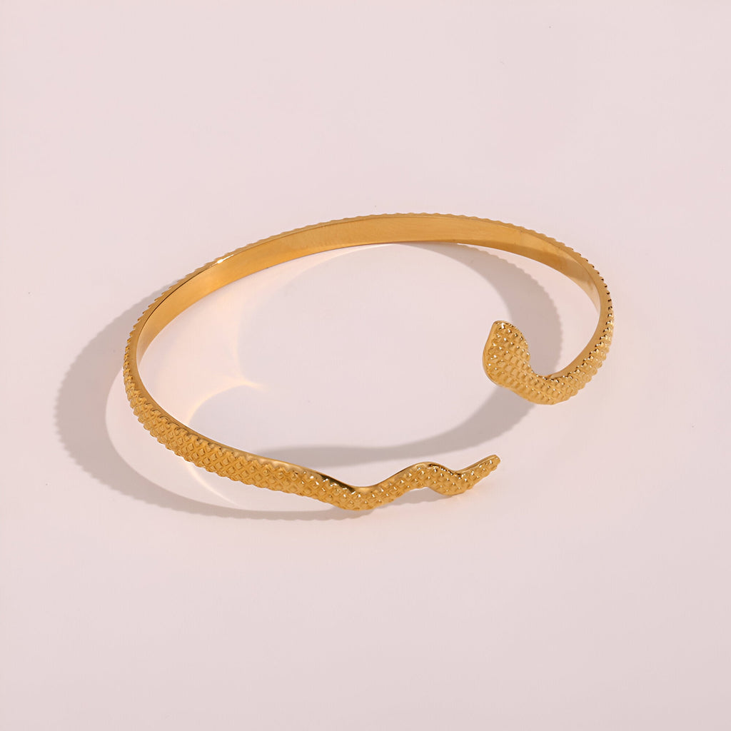 Bracelet jonc, esprit serpent, en acier inoxydable, modèle Lilith - La Boutique du Bracelet