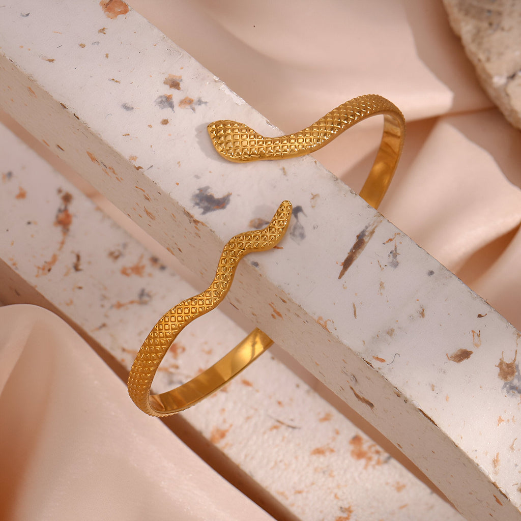 Bracelet jonc, esprit serpent, en acier inoxydable, modèle Lilith - La Boutique du Bracelet