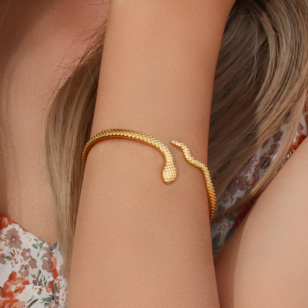 Bracelet jonc, esprit serpent, en acier inoxydable, modèle Lilith - La Boutique du Bracelet