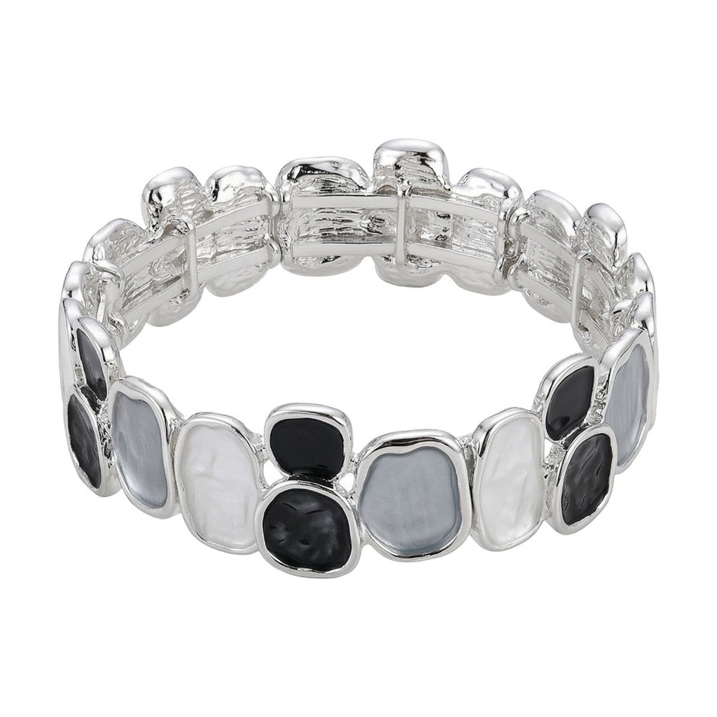 Bracelet jonc extensible émail multicolore, bracelet large en acier argenté, bijou coloré tendance, modèle Roka