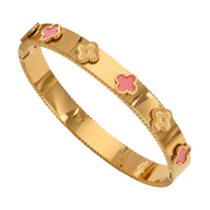Bracelet jonc fermé trèfle à 4 feuilles, en titane, pour femme, modèle Grina - La Boutique du Bracelet