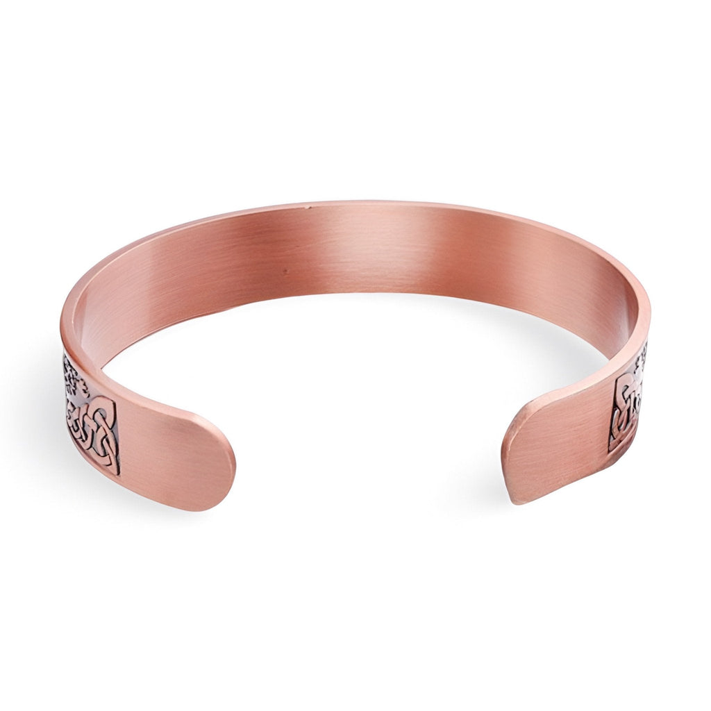 Bracelet jonc en cuivre bronze avec motifs gravés de style celtique pour homme.