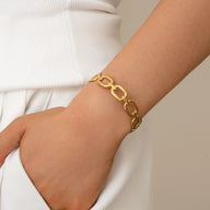 Bracelet jonc ouvert à maille marine, en acier inoxydable, pour femme, modèle Olicia - La Boutique du Bracelet