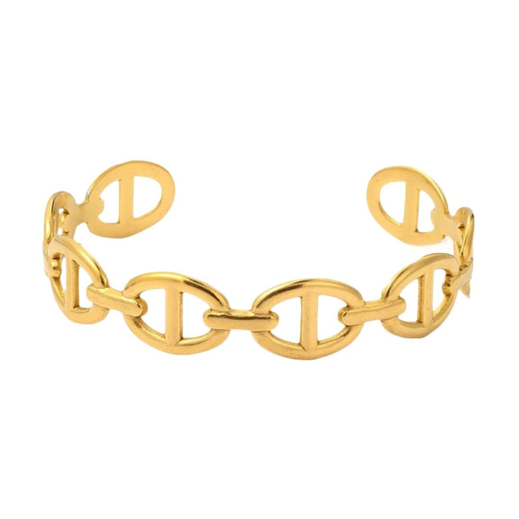 Bracelet jonc ouvert à maille marine tendance, en acier inoxydable, pour femme, modèle Lunaris - La Boutique du Bracelet