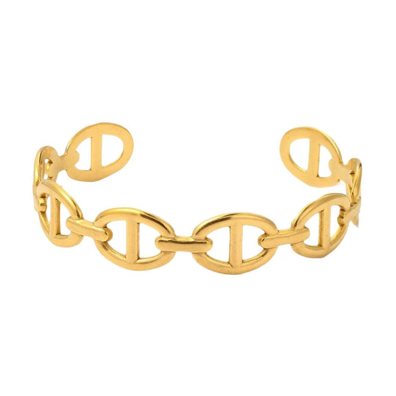Bracelet jonc ouvert à maille marine tendance, en acier inoxydable, pour femme, modèle Lunaris - La Boutique du Bracelet