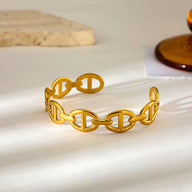 Bracelet jonc ouvert à maille marine tendance, en acier inoxydable, pour femme, modèle Lunaris - La Boutique du Bracelet