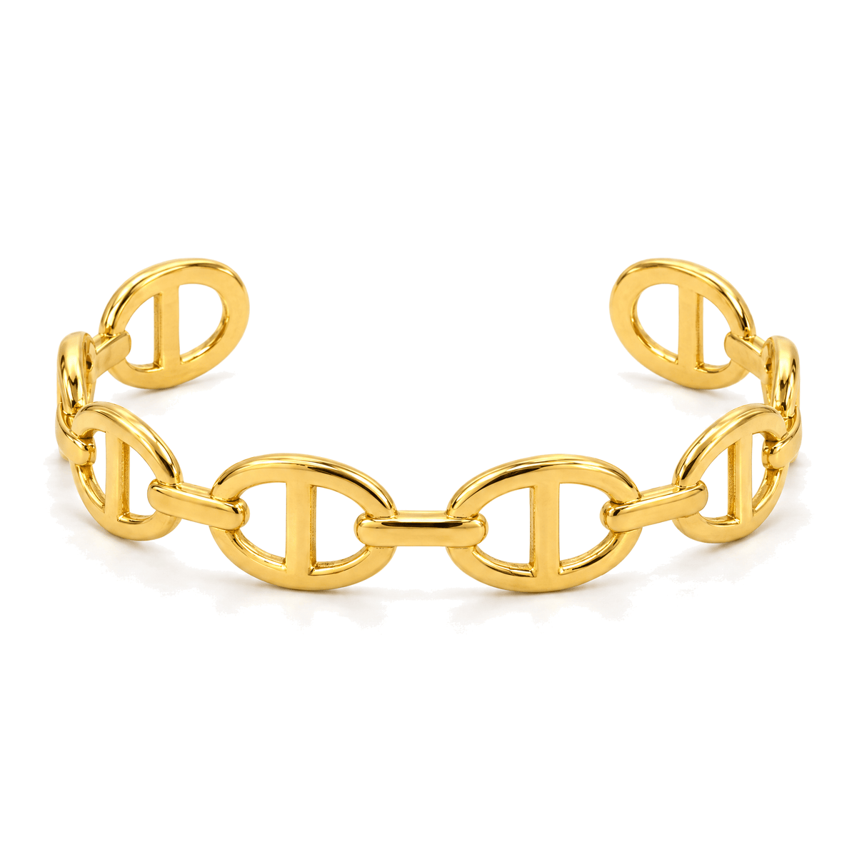 Packshot studio bracelet Lunaris Or, vue frontale basse, fond blanc pur — détails verrouillés 10 octobre 2026