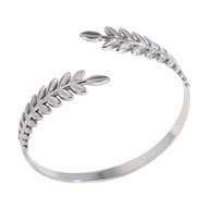 Bracelet jonc ouvert, branche de laurier, en acier inoxydable, pour femme, modèle Astrane - La Boutique du Bracelet