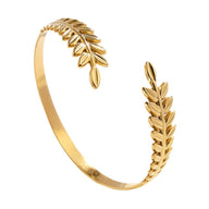 Bracelet jonc ouvert, branche de laurier, en acier inoxydable, pour femme, modèle Astrane - La Boutique du Bracelet