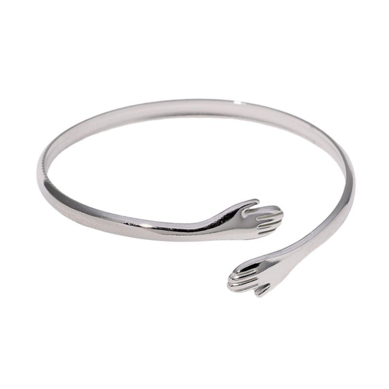 Bracelet jonc ouvert, double mains, en acier inoxydable, pour femme, modèle Zerina - La Boutique du Bracelet