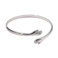 Bracelet jonc ouvert, double mains, en acier inoxydable, pour femme, modèle Zerina - La Boutique du Bracelet