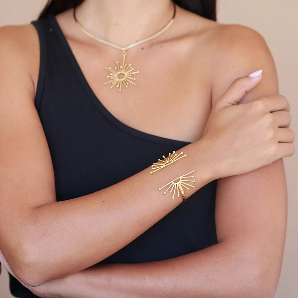 Bracelet jonc ouvert, style Sunflower, en acier inoxydable, pour femme, modèle Sona - La Boutique du Bracelet